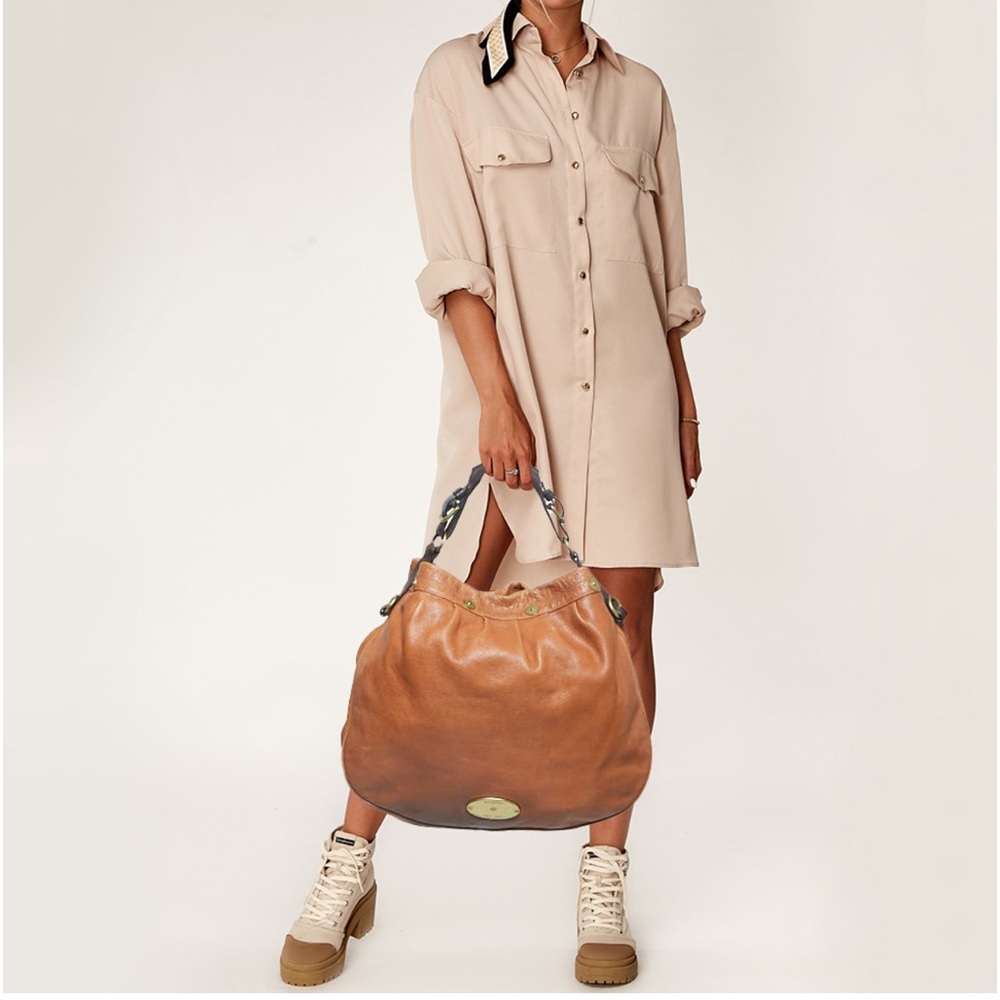 Brown Leather Slouchy Hobo Bag